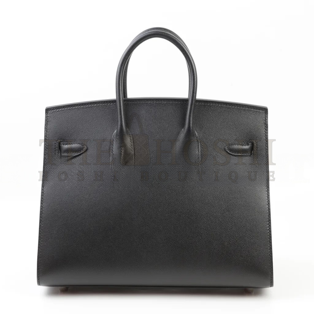 H**me5 BIRKIN 25 BLACK LEATHER SILVER BUCKLE 4341856341 (25*20*13cm) Master Quality